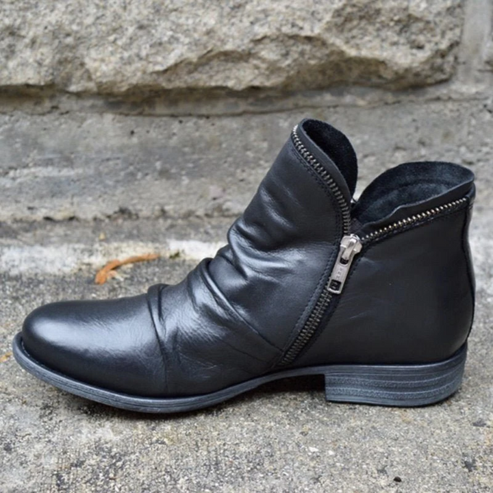 Charlotte | Leather Boots with Zippers