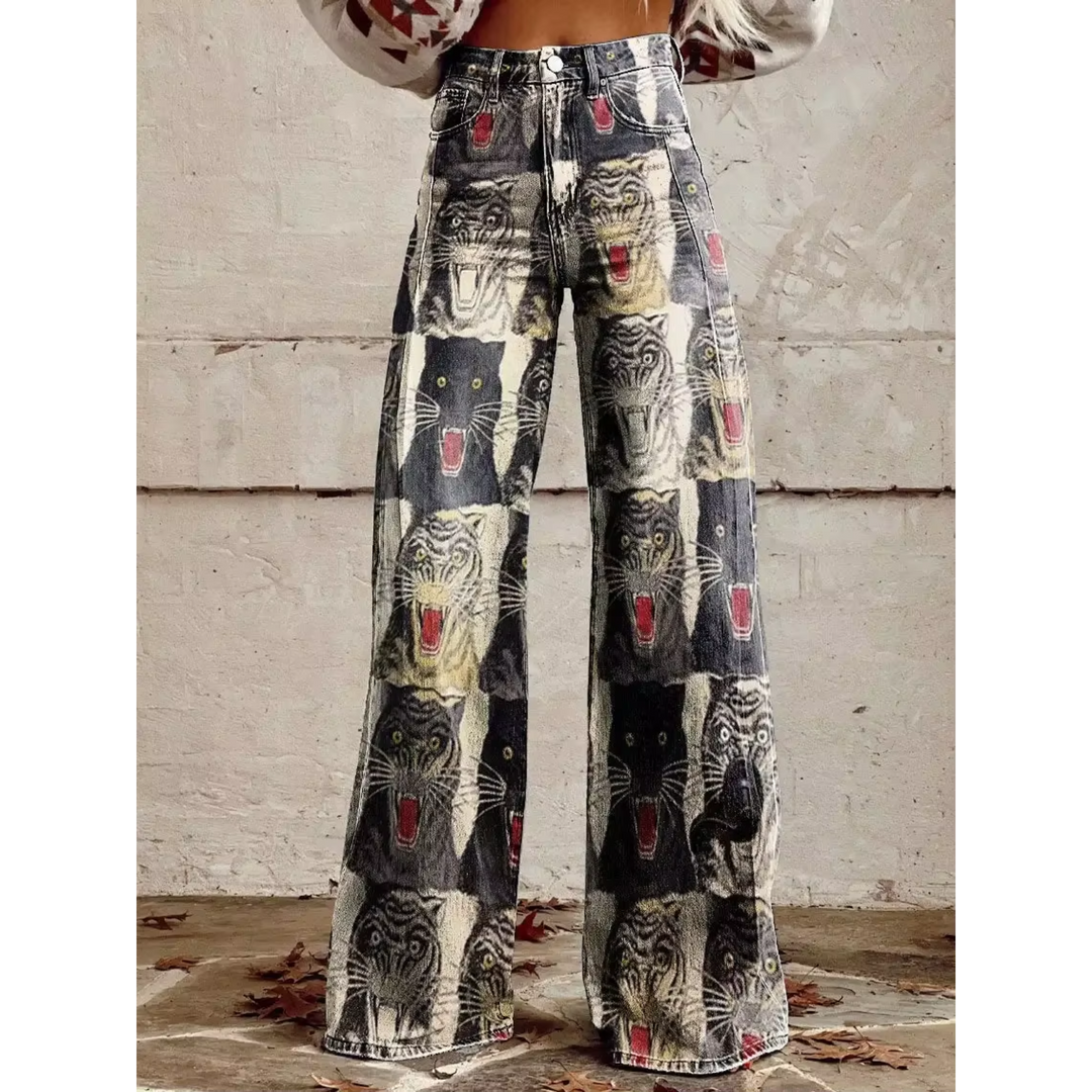 Camila | Retro Wide-Leg Pants: Unique Prints