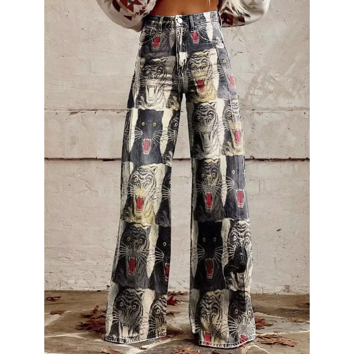 Camila | Retro Wide-Leg Pants: Unique Prints