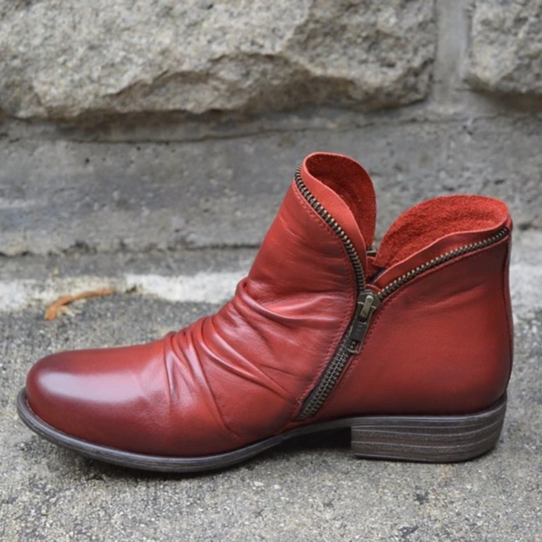 Charlotte | Leather Boots with Zippers