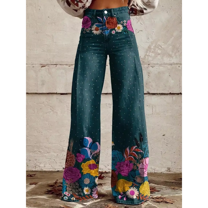 Camila | Retro Wide-Leg Pants: Unique Prints