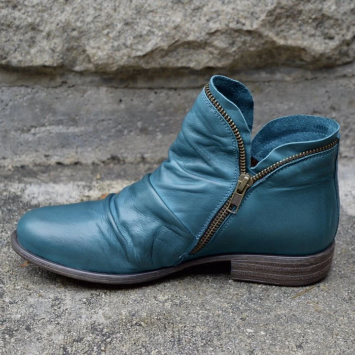 Charlotte | Leather Boots with Zippers