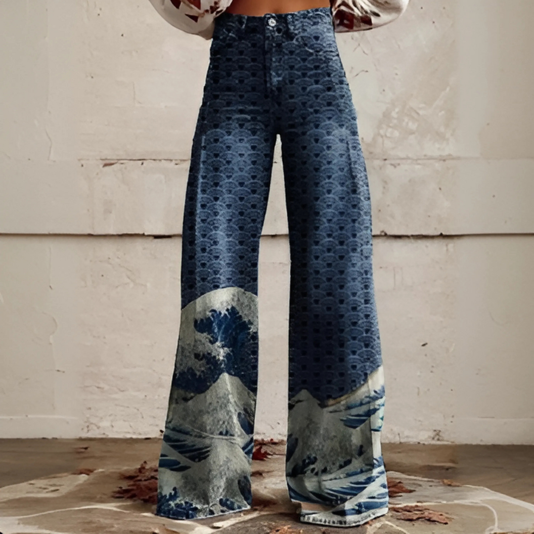 Camila | Retro Wide-Leg Pants: Unique Prints