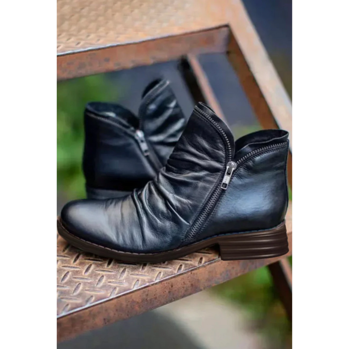 Charlotte | Leather Boots with Zippers